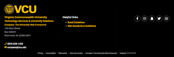 Example of the Compass Footer component